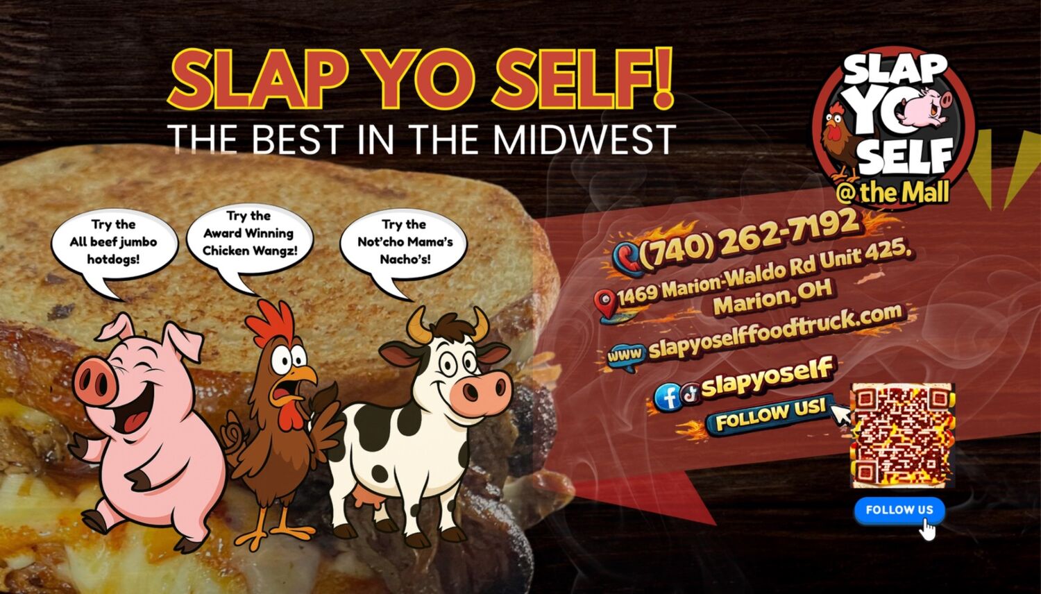 Slap Yo Self BBQ menu and contact card back